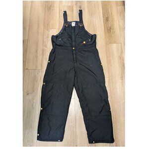 Carhartt Double Knee Canvas Bibs Overalls Mens 42 X 27.5 Black